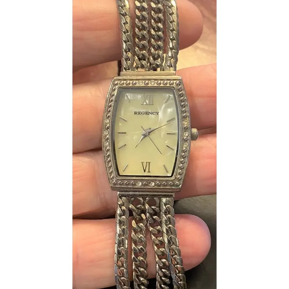 Women's 25mm silver Tone Regency Watch, MOP Face, Multistring Band